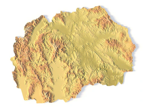 Топографическая карта Северной Македонии для 3D-печати, резьба с ЧПУ 3D Принт Модель