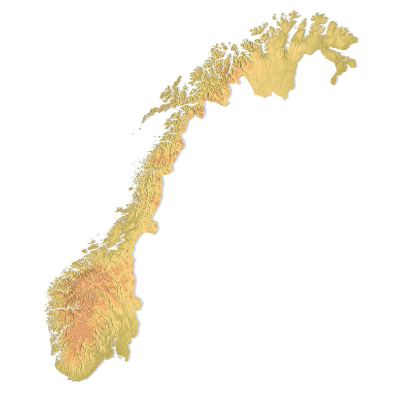 Mappa topografica della Norvegia per la stampa 3D di intaglio CNC Modello di stampa 3D .c4d .max .obj .3ds .fbx .stl .blend