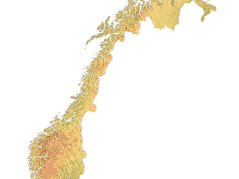 Mappa topografica della Norvegia per la stampa 3D di intaglio CNC Modello di stampa 3D