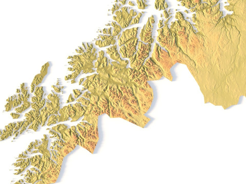 Mappa topografica della Norvegia per la stampa 3D di intaglio CNC Modello di stampa 3D