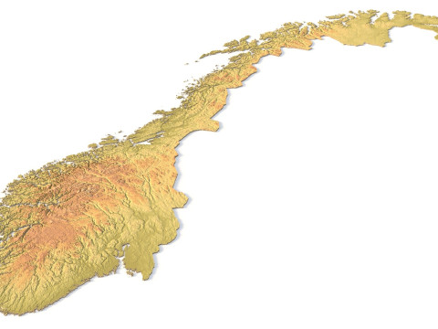 Mappa topografica della Norvegia per la stampa 3D di intaglio CNC Modello di stampa 3D