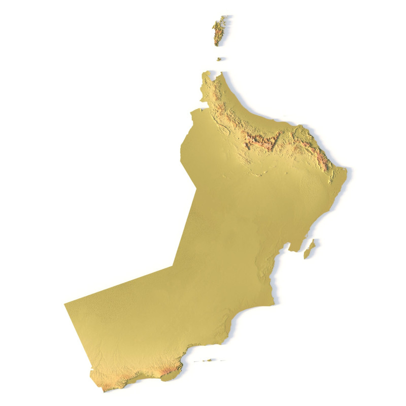 Peta Topografi Oman untuk Pencetakan 3D Ukiran CNC Model Cetak 3D .c4d .max .obj .3ds .fbx .stl .blend