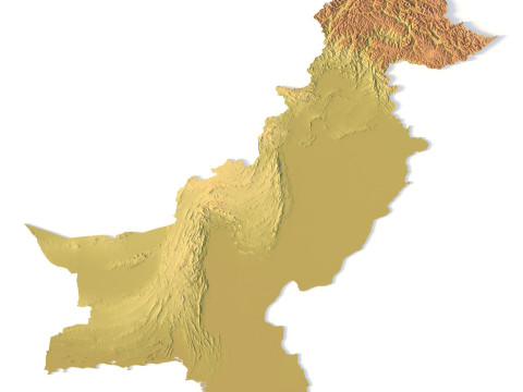 Mappa topografica del Pakistan per la stampa 3D di intaglio CNC Modello di stampa 3D