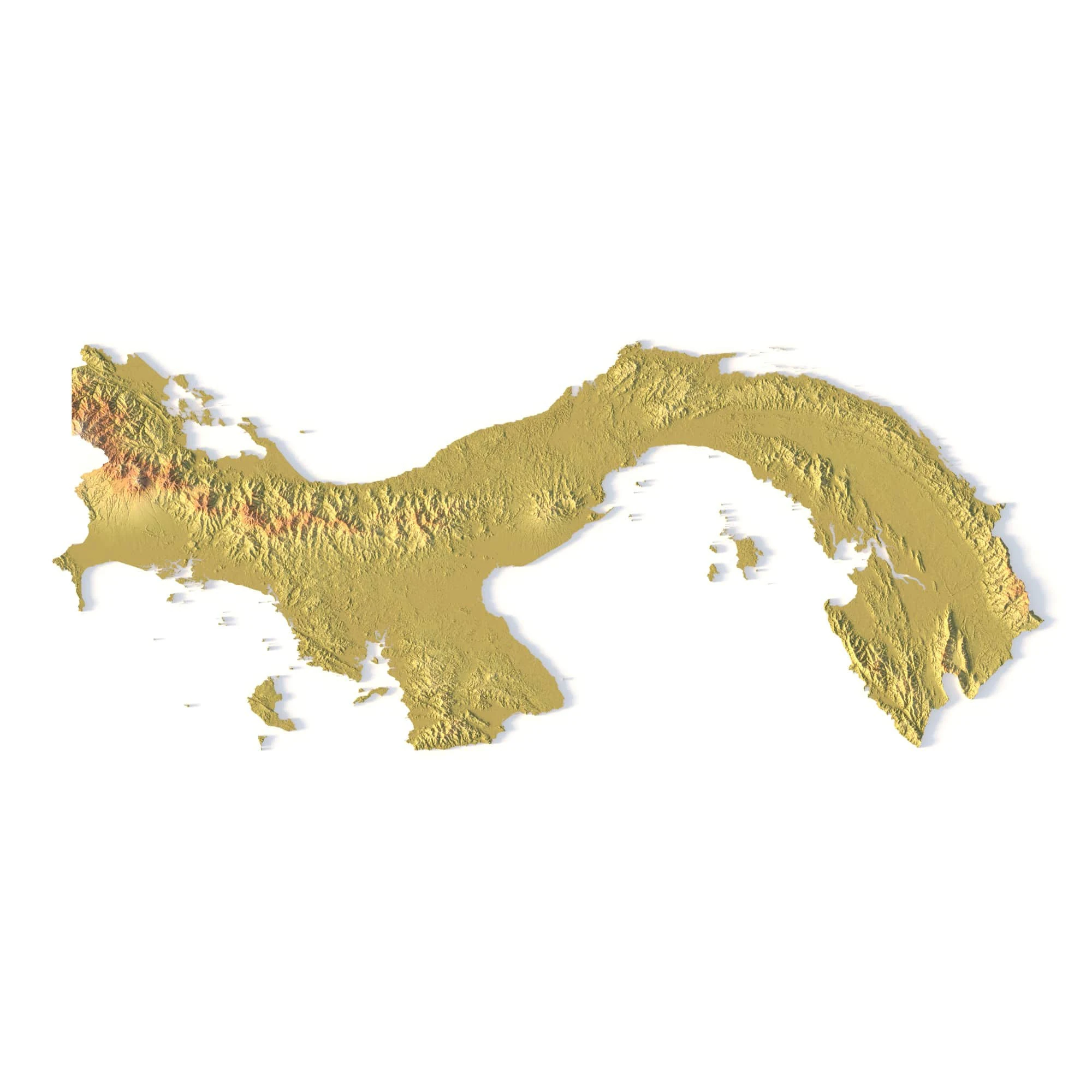 Panama Topographic Map for 3D Printing CNC Carving 3D Print Model .c4d .max .obj .3ds .fbx .stl .blend 