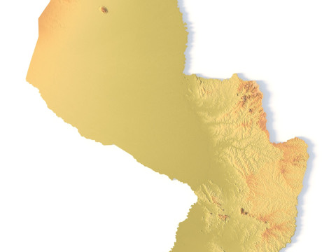 Mappa topografica del Paraguay per la stampa 3D di intaglio CNC Modello di stampa 3D