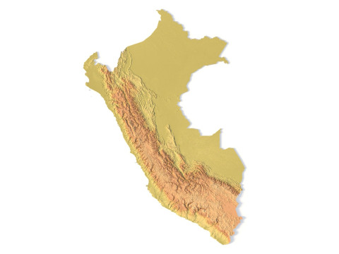 Peta Topografi Peru untuk Pencetakan 3D Ukiran CNC Model Cetak 3D