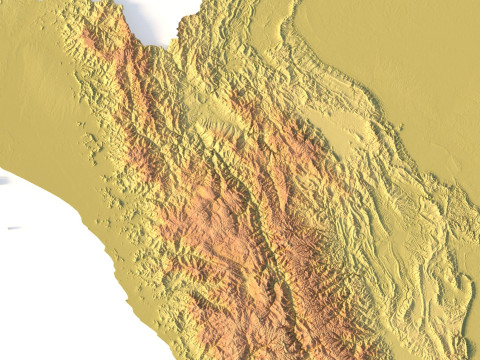 Peta Topografi Peru untuk Pencetakan 3D Ukiran CNC Model Cetak 3D