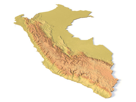 Peta Topografi Peru untuk Pencetakan 3D Ukiran CNC Model Cetak 3D