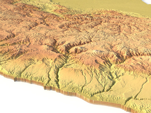 Peta Topografi Peru untuk Pencetakan 3D Ukiran CNC Model Cetak 3D