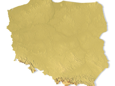 Mappa topografica della Polonia per la stampa 3D di intaglio CNC Modello di stampa 3D