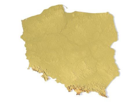 Mappa topografica della Polonia per la stampa 3D di intaglio CNC Modello di stampa 3D