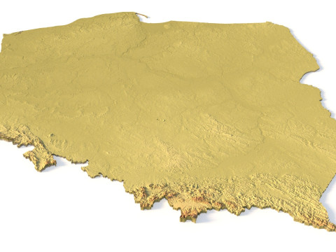 Mappa topografica della Polonia per la stampa 3D di intaglio CNC Modello di stampa 3D