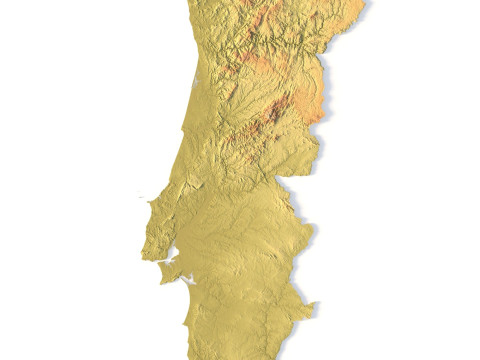 Mappa topografica del Portogallo per la stampa 3D di intaglio CNC Modello di stampa 3D