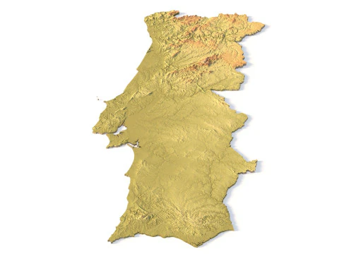 Portugal Topographic Map for 3D Printing CNC Carving 3D Print Model