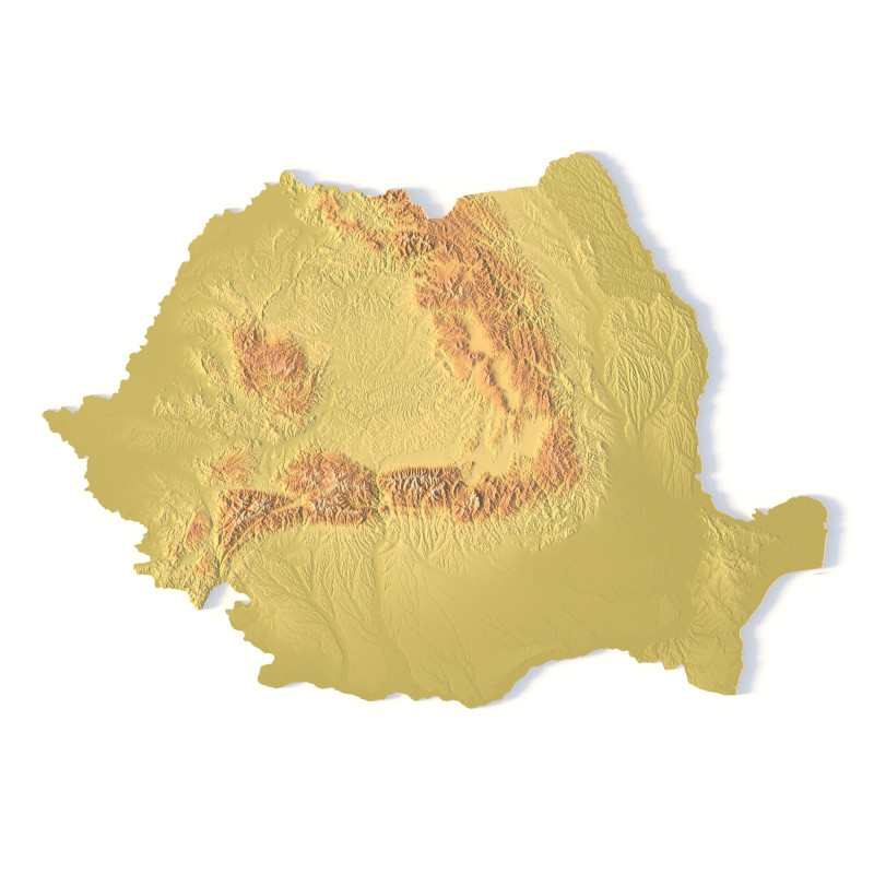 Mappa topografica della Romania per la stampa 3D di intaglio CNC Modello di stampa 3D .c4d .max .obj .3ds .fbx .stl .blend