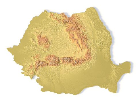 Mappa topografica della Romania per la stampa 3D di intaglio CNC Modello di stampa 3D