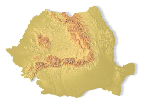 Mappa topografica della Romania per la stampa 3D di intaglio CNC Modello di stampa 3D
