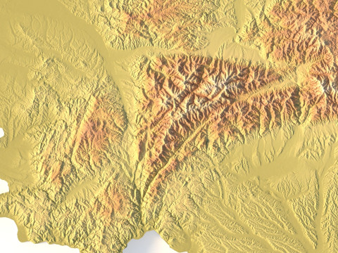 Mappa topografica della Romania per la stampa 3D di intaglio CNC Modello di stampa 3D