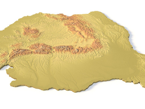 Mappa topografica della Romania per la stampa 3D di intaglio CNC Modello di stampa 3D