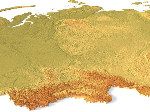 Russia Topographic Map for 3D Printing CNC Carving 3D Print Model