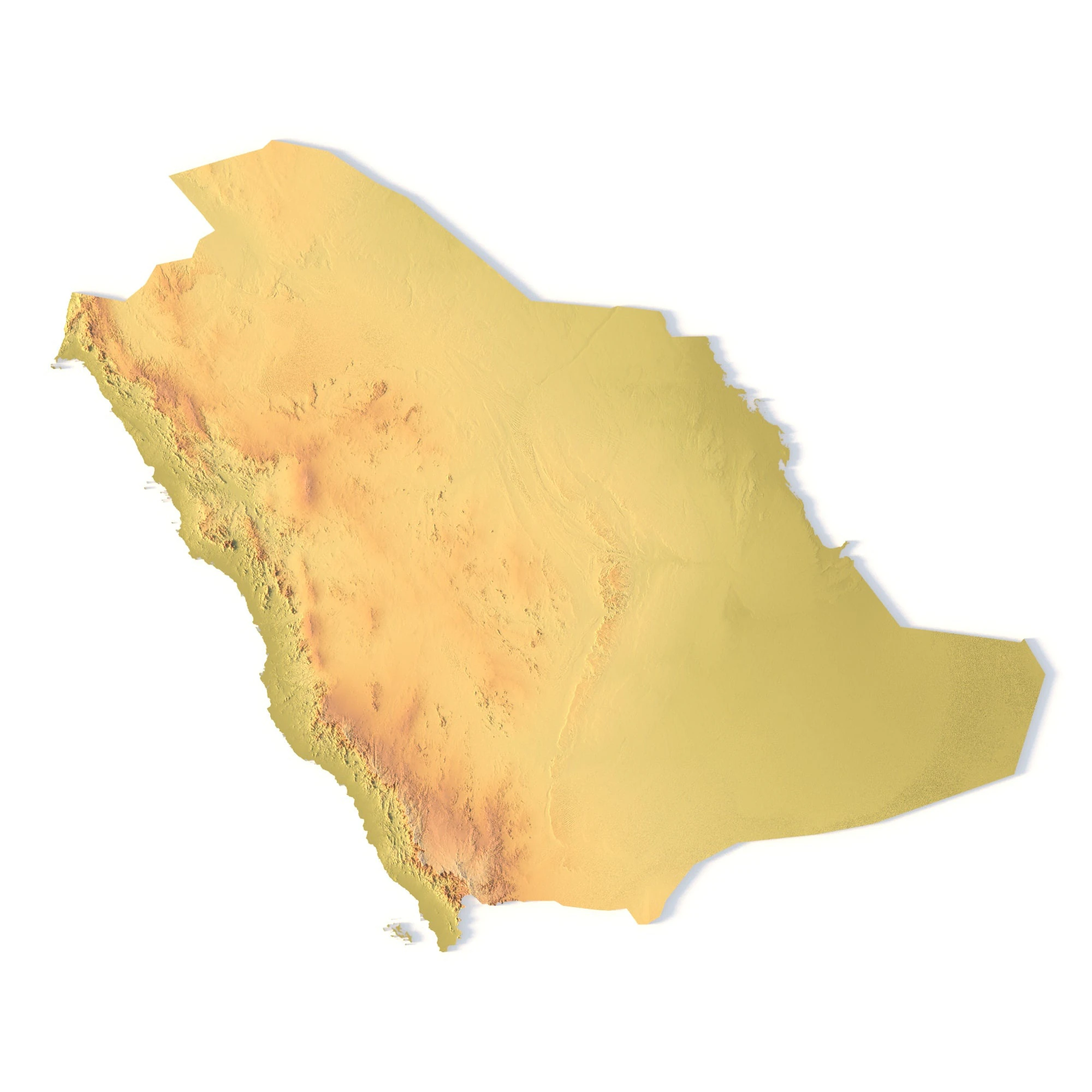 Saudi Arabia Topographic Map for 3D Printing CNC Carving 3D Print Model .c4d .max .obj .3ds .fbx .stl .blend 