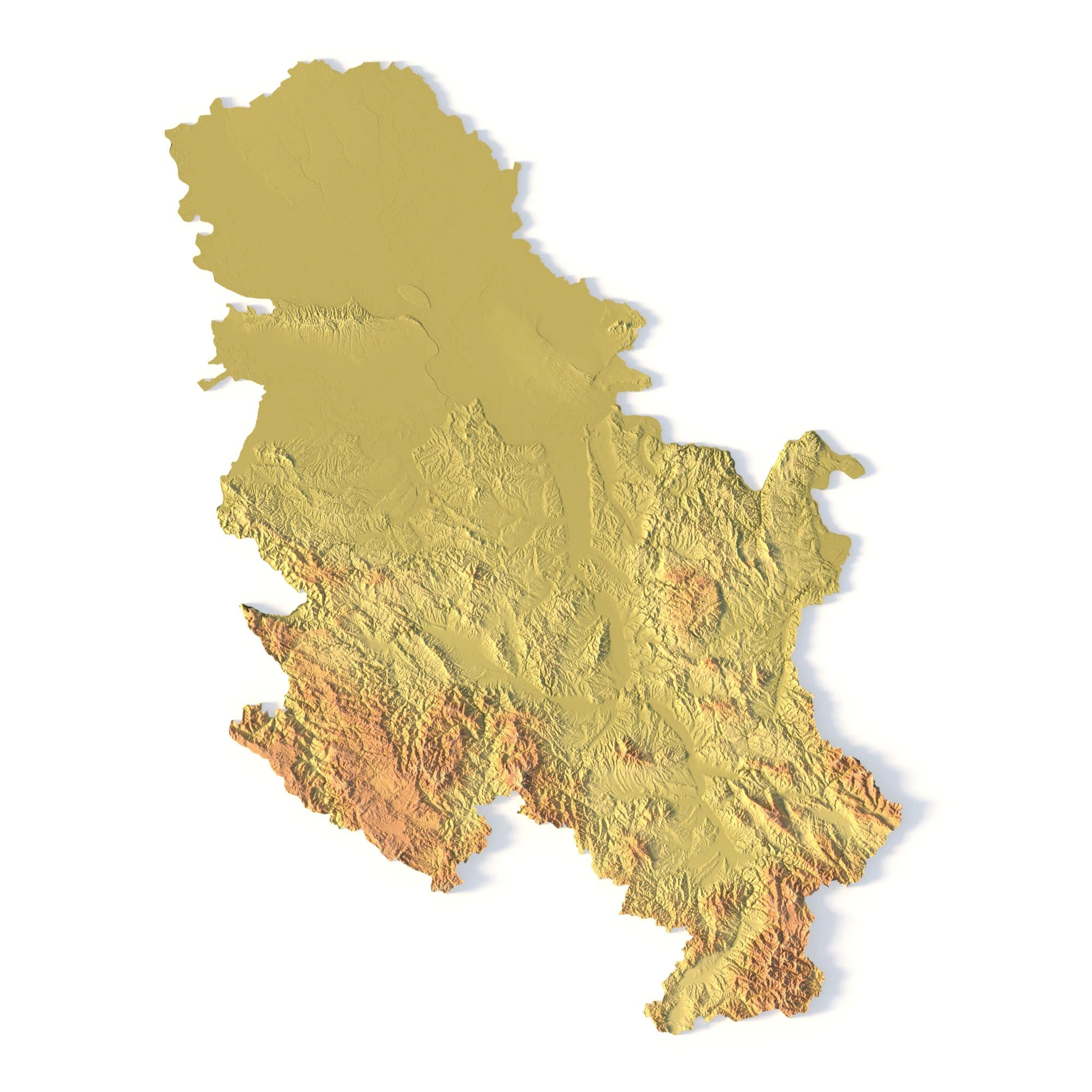 Serbia Topographic Map for 3D Printing CNC Carving 3D Print Model .c4d .max .obj .3ds .fbx .stl .blend 