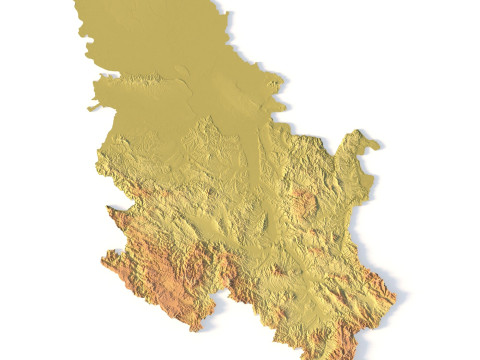 Mappa topografica della Serbia per la stampa 3D di intaglio CNC Modello di stampa 3D
