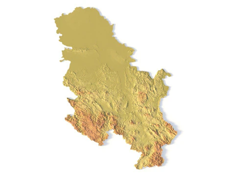 Serbia Topographic Map for 3D Printing CNC Carving 3D Print Model