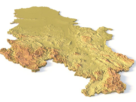 Serbia Topographic Map for 3D Printing CNC Carving 3D Print Model