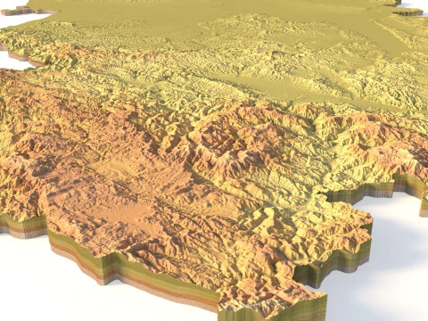 Serbia Topographic Map for 3D Printing CNC Carving 3D Print Model