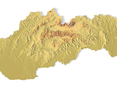 Peta Topografi Slowakia untuk Pencetakan 3D Ukiran CNC Model Cetak 3D