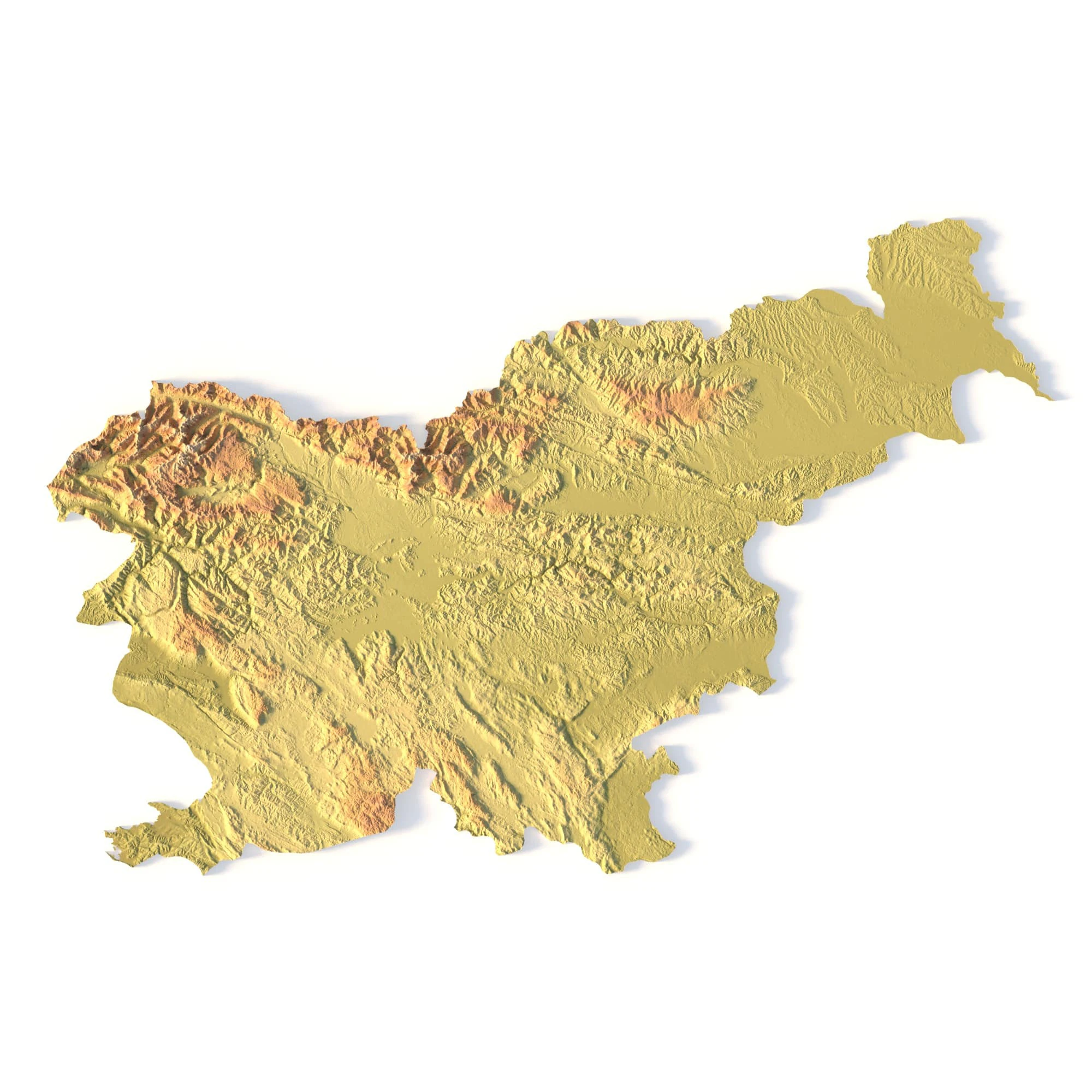 Slovenia Topographic Map for 3D Printing CNC Carving 3D Print Model .c4d .max .obj .3ds .fbx .stl .blend 