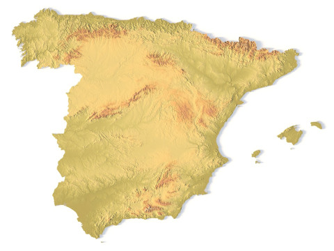 Mappa topografica della Spagna per la stampa 3D di intaglio CNC Modello di stampa 3D