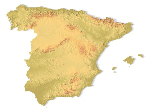 Spain Topographic Map for 3D Printing CNC Carving 3D Print Model