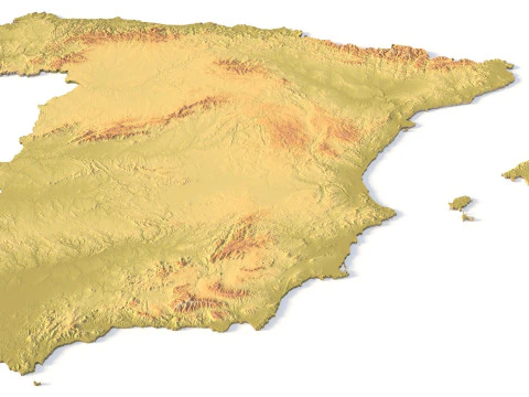 Spain Topographic Map for 3D Printing CNC Carving 3D Print Model