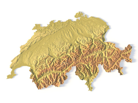 Mappa topografica della Svizzera per la stampa 3D Intaglio CNC Modello di stampa 3D