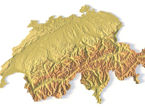 Switzerland Topographic Map for 3D Printing CNC Carving 3D Print Model