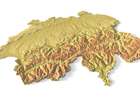 Switzerland Topographic Map for 3D Printing CNC Carving 3D Print Model