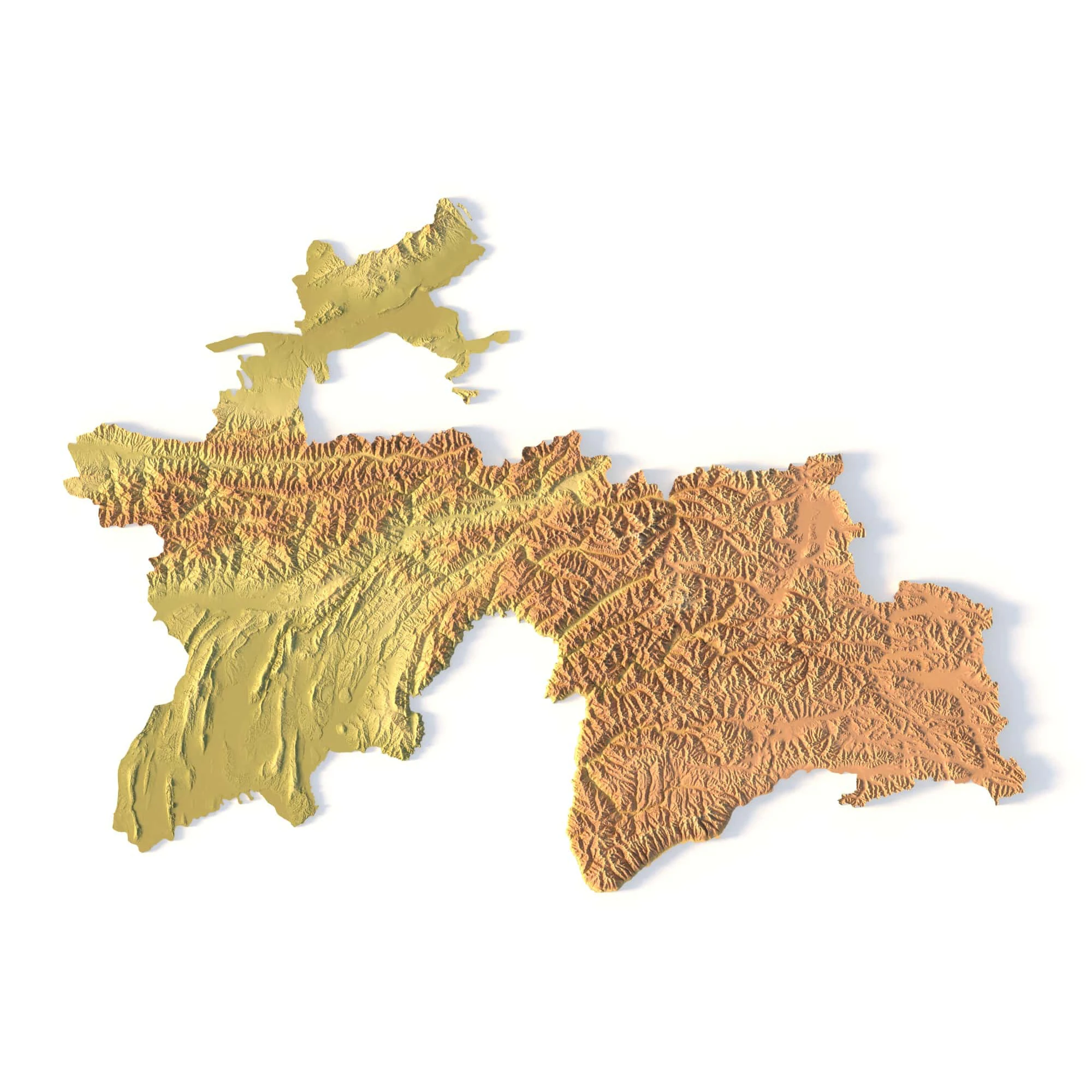 Tajikistan Topographic Map for 3D Printing CNC Carving 3D Print Model .c4d .max .obj .3ds .fbx .stl .blend