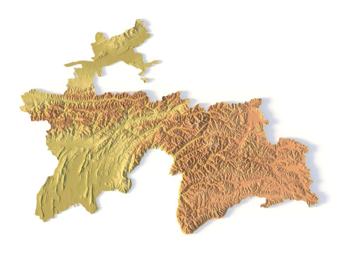 Mappa topografica del Tagikistan per la stampa 3D di intaglio CNC Modello di stampa 3D