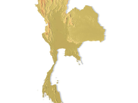 Mappa topografica della Thailandia per la stampa 3D di intaglio CNC Modello di stampa 3D