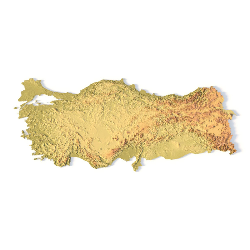 Peta Topografi Turki untuk Pencetakan 3D Ukiran CNC Model Cetak 3D .c4d .max .obj .3ds .fbx .stl .blend