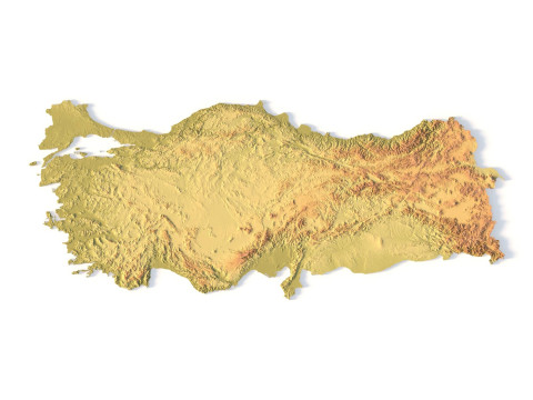 Mappa topografica della Turchia per la stampa 3D di intaglio CNC Modello di stampa 3D