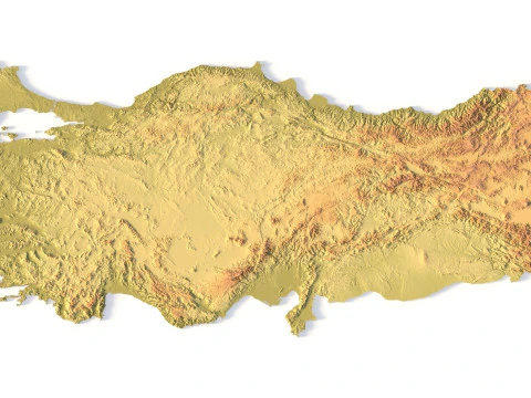 Turkey Topographic Map for 3D Printing CNC Carving 3D Print Model