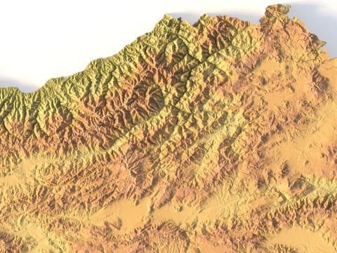 Turkey Topographic Map for 3D Printing CNC Carving 3D Print Model