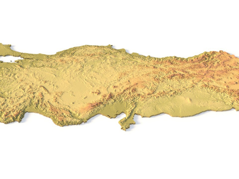 Mappa topografica della Turchia per la stampa 3D di intaglio CNC Modello di stampa 3D