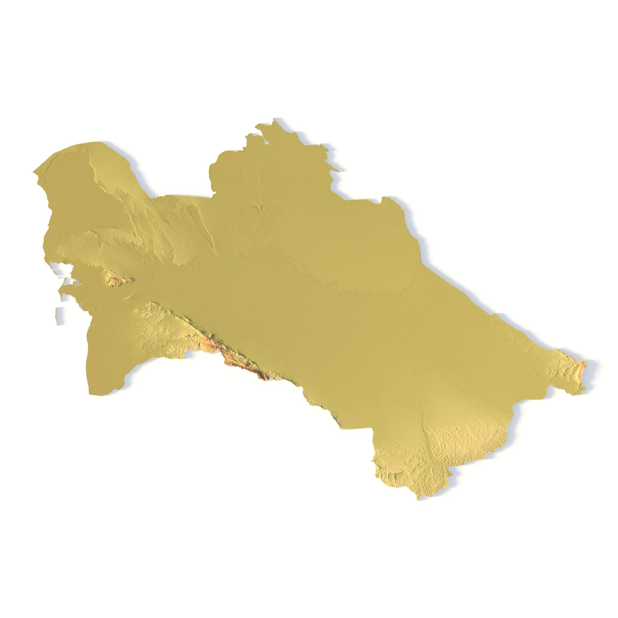 Turkmenistan Topographic Map for 3D Printing CNC Carving 3D Print Model .c4d .max .obj .3ds .fbx .stl .blend 