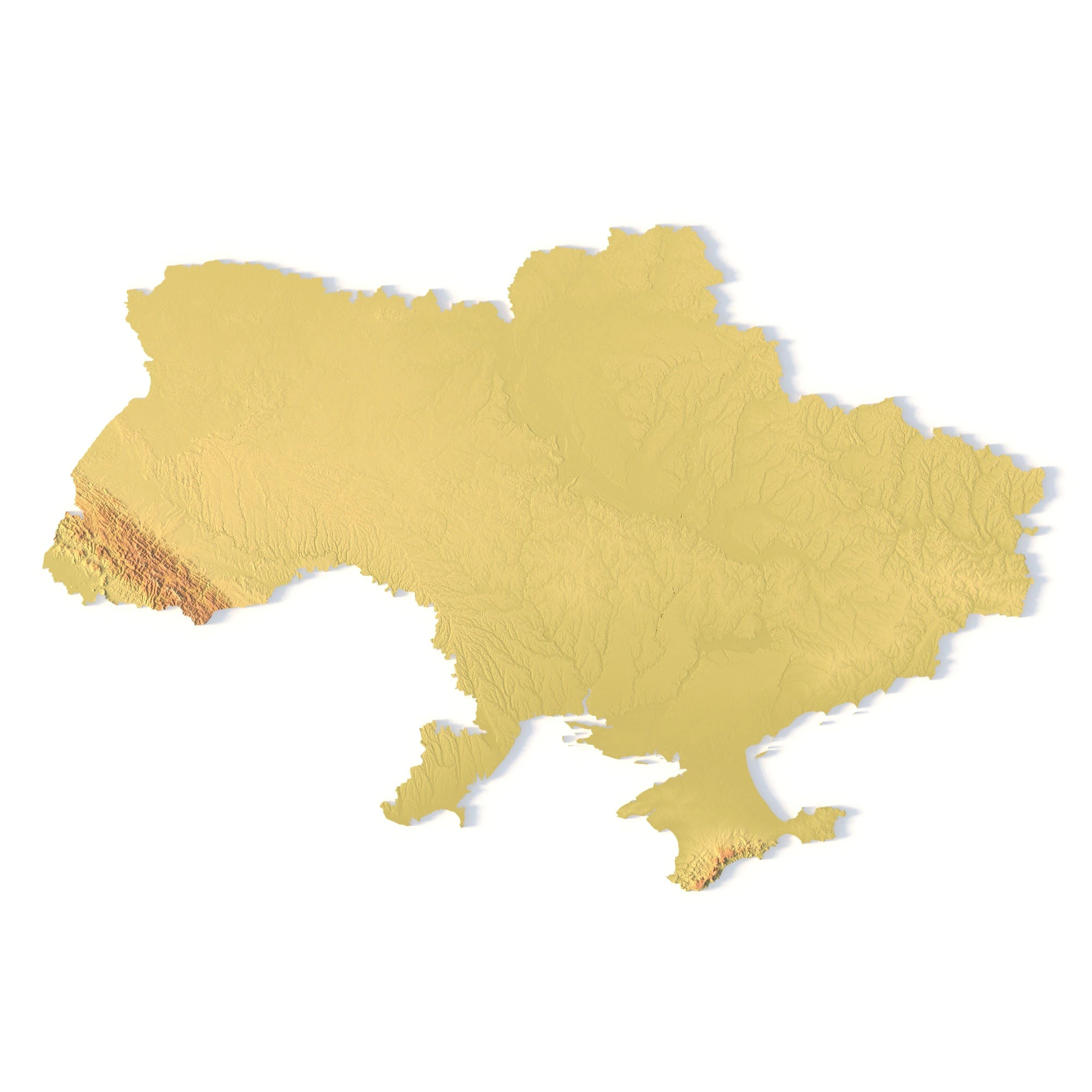 Ukraine Topographic Map for 3D Printing CNC Carving 3D Print Model .c4d .max .obj .3ds .fbx .stl .blend 