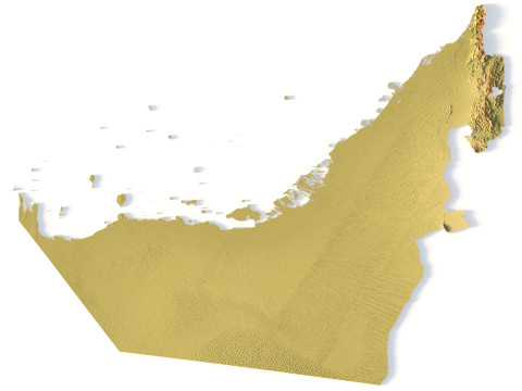 Mappa topografica degli Emirati Arabi Uniti per la stampa 3D di intaglio CNC Modello di stampa 3D
