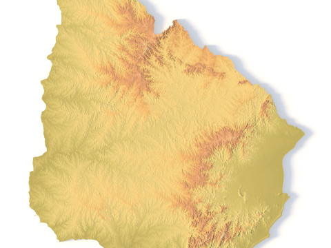 Mappa topografica dell'Uruguay per la stampa 3D di intaglio CNC Modello di stampa 3D
